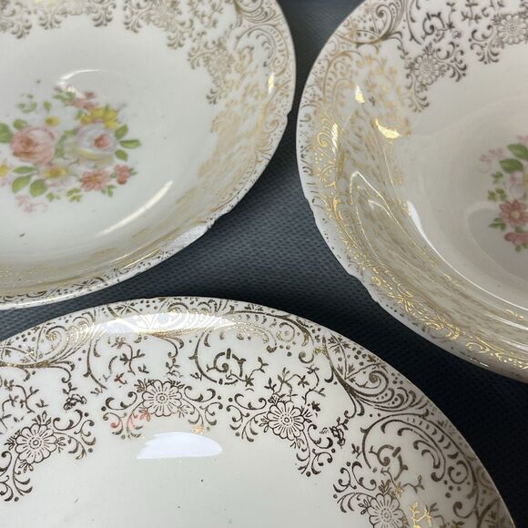 Dinner Plates 10" Royal China Rose Glory 24 Kt Gold-Set 12-Vintage 1950s - Picture 14 of 16